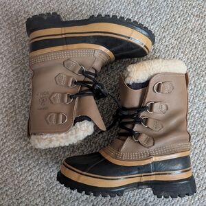 Sorel Tan Caribou Lace-up Lined Winter Boots Women's Size 5
